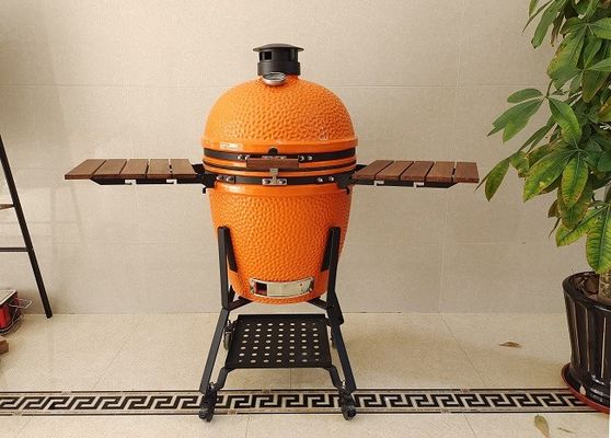 Vỉ nướng Kamado bằng than 21,5 inch SGS, Vỉ nướng bằng gốm sứ màu cam